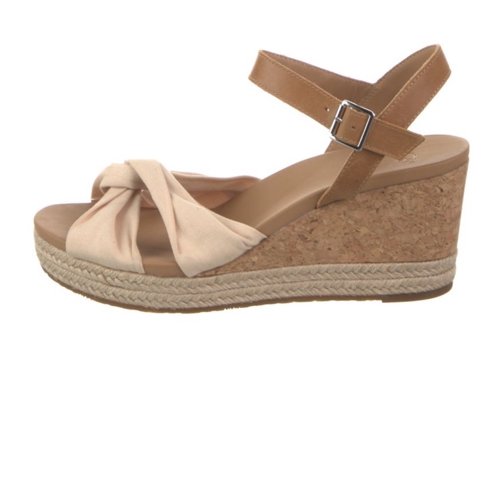 UGG Knotted Espadrille Wedge Sandals in Light Pink-Tan
